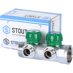 Коллектор регулирующий Stout хромированный 1/2x1, 2 выхода, плоское упл. (SMB-6849-011202) Коллектор регулирующий Stout хромированный 1/2x1, 2 выхода, плоское упл. (SMB-6849-011202)