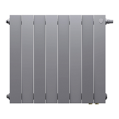 Биметаллический секционный радиатор отопления Royal Thermo Pianoforte Silver Satin 500 / 8 секций нижнее правое подключение