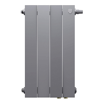 Биметаллический секционный радиатор отопления Royal Thermo Pianoforte Silver Satin 500 / 6 секций нижнее правое подключение