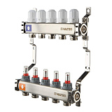 Коллекторная группа VALTEC из нержавеющей стали с регул. клап. и расх., 1х8 вых. Евроконус 3/4 (без сервис. гр.) (VTc.579.EMN.0608)