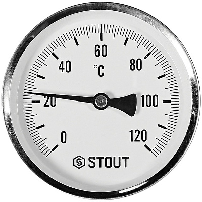 Термометр Stout биметаллический с погружной гильзой 75 мм, Dn 100 мм, 1/2 , 0...120С Термометр Stout биметаллический с погружной гильзой 75 мм, Dn 100 мм, 1/2 , 0...120С