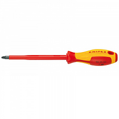 Отвертка KNIPEX VDE Pozidriv PZ1, длина стержня 80 мм, 187 мм, диэлектрическая, 2-компонентная рукоятка