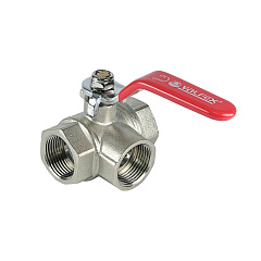 Кран шаровой Valfex трехходовой ВР3/4хВР3/4хВР3/4 никелированный