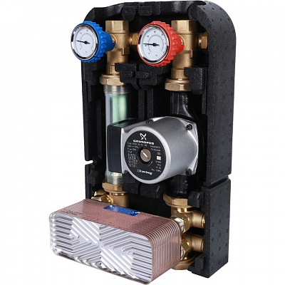 Насосная группа Stout с теплообменником 34 пластины,с насосом Grundfos UPSO 25-65