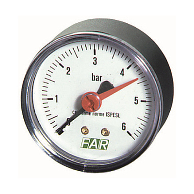 Манометр FAR 1/4 (торцевое соединение) , 0-6 бар, - 20-80 C, O 63 мм