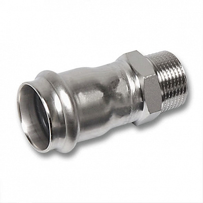 Ниппель Sanha 9243G, переходной ВПр-НР, нержавеющая сталь, 18x1/2