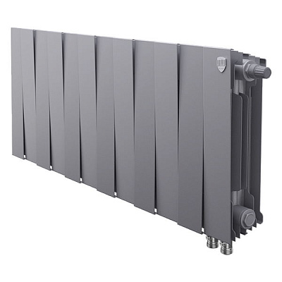 Биметаллический секционный радиатор отопления Royal Thermo PianoForte Silver Satin 300 / 12 секций нижнее правое подключение