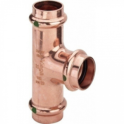 Тройник медный Viega Profipress с SC-Contur d=22, 22x28x22 (арт. 322 687)