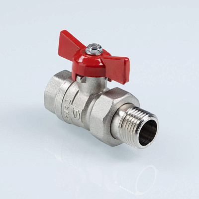 Кран шаровый VALTEC СТАНДАРТ, никель, с полусгоном, рукоятка бабочка 1 1/4, вн.-нар. PN40 (ГОСТ) (VT.127.N.07)
