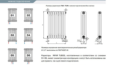 Стальной трубчатый радиатор отопления Rifar TUBOG TUB 3057-22-DV1 (Белый)