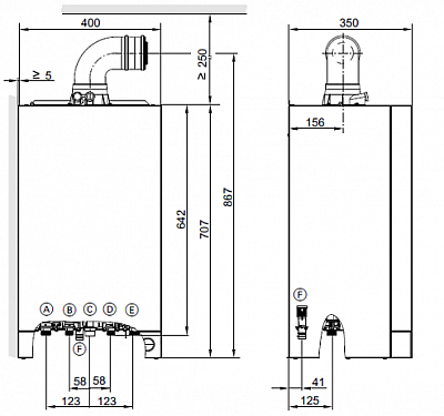 Настенный газовый конденсационный котел, двухконтурный, отопления Viessmann Vitodens 050-W 33кВт Природный и сжиженный газ 7730641