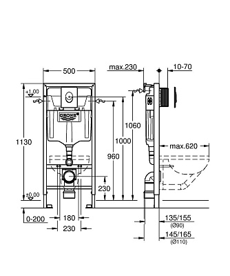 Система инсталляции для унитаза Grohe Rapid SL 38721001 3 в 1, Набор (панель+рама+уголки) 0 Хром