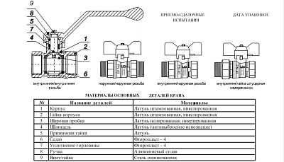 Кран шаровой LD 47.15.В-Н.Б (white)