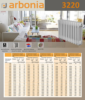 Стальной трубчатый радиатор отопления Arbonia 3220 / 1 секция